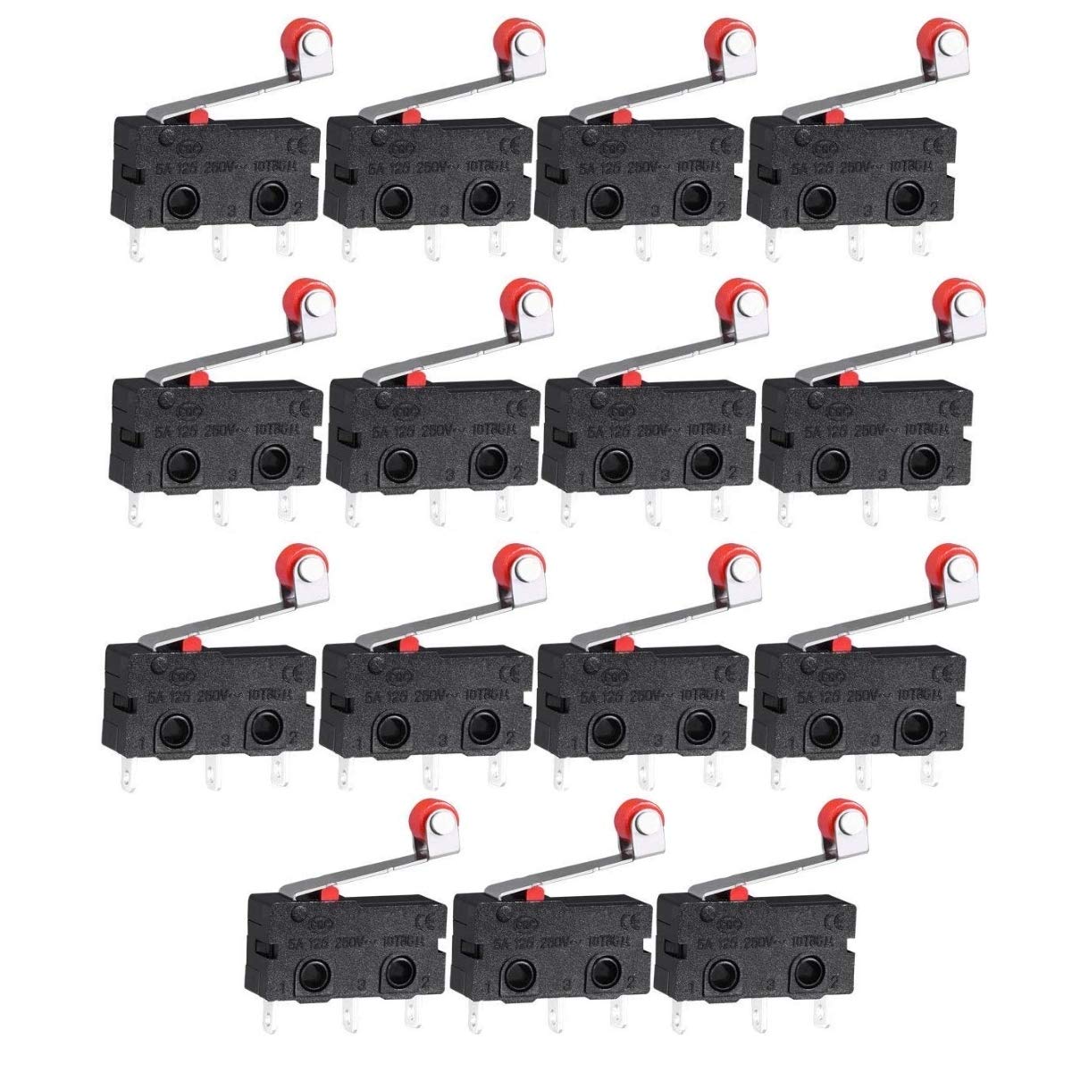 JZK 15 x Mini micro switch momentary hinge metal roller lever micro switch AC 5A 125 250V SPDT 3 pins