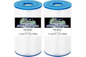 HANXER® PWK30 Spa Filter Cartridge Replaces for Unicel C-6430, Filbur FC-3915, Watkins 31489, P/N0969601, 71825, 73178, 73250, 60301 Hot Springs Spas, 30 sq.ft Drop in Hot Tub Filter, 2 Pack