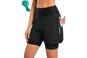 qualidyne Women's Mountain Bike Shorts 4D Padded Cycling Shorts Biking Bicycle Shorts for Women Zipper Pockets