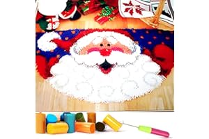 EMISTEM Latch Hook Kits for Adults - DIY Latch Hook Rug Kits for Kids, Crochet Kit for Beginners, Rug Making Kits with Printed Canvas, Gift Packaging. (Santa Claus,15x21 inch)