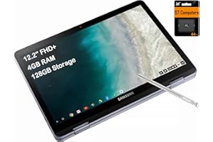 Samsung Chromebook Plus V2 360 2-in-1 Laptop w/Dual Webcam (12.2" FHD+ Touchscreen,Intel Celeron 3965Y, 4GB RAM, 128GB (64GB eMMC+64GB SD Card), Stylus Pen) Home & Education, IST SDCard, Chrome OS