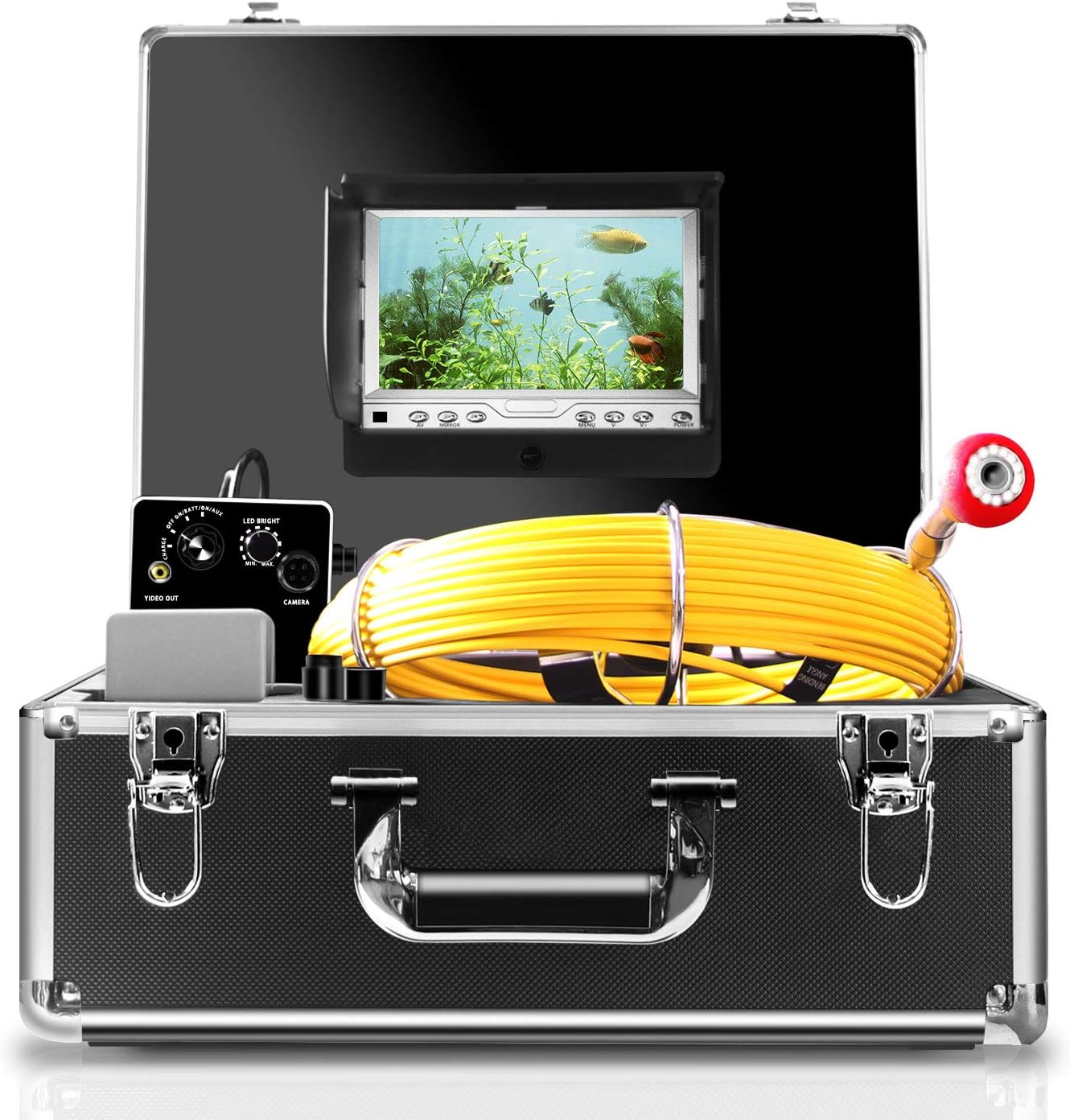 Pipe Inspection Camera,IHBUDS Pipeline Drain Industrial Endoscope, 30M/100ft IP68 Waterproof Snake Video System with 7 Inch LCD Monitor 1000TVL Sony CCD DVR Recorder Sewer Camera(8GB SD Card Included): Car Electronics
