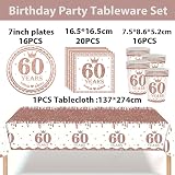 53Pcs RONGZUBAT Rose Gold 60th Birthday Party Tableware Set for 16 view 2