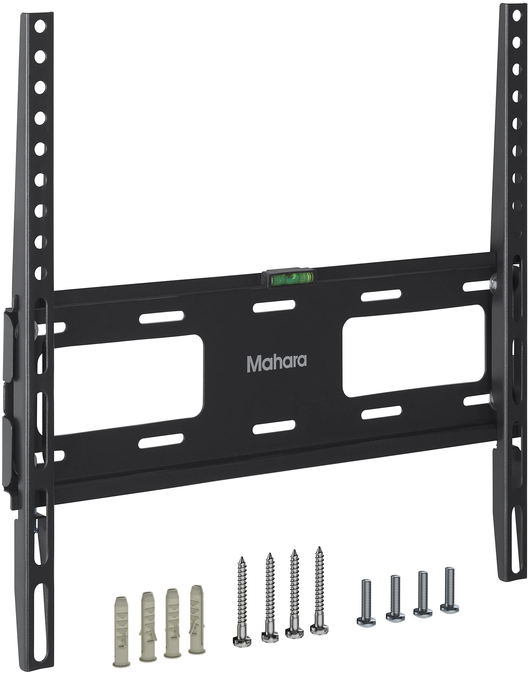 MAHARA Universal TV Wall Mount – Black slimline flat TV bracket for 32-65 inch TVs – Max weight 40kg - all fittings supplied in the box - suitable for solid or wood stud walls