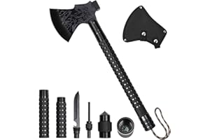 LIANTRAL Survival Camping Axe, Folding Tactical Axe Hatchet with Hammer, Nylon Sheath for Outdoor Adventures