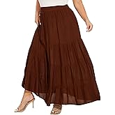 Beautybatik Women Boho A Line Long Maxi Tiered Peasant Skirt Plus Size XL to 3X