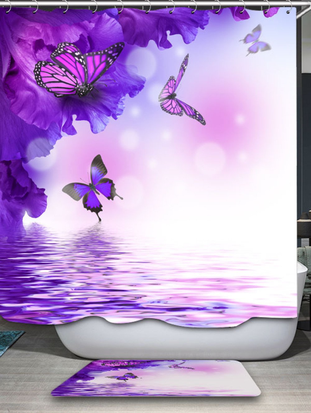 Qiqizhang Creative Flowers Bathroom Screen Waterproof Thickened