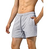 Casey Kevin Men's Casual Cotton Shorts 5 Inch Sweat Jogger Hiking Shorts for Men with Pockets