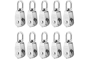 SEHOI 10 PCS M25 Double Single Pulley Block, 304 Stainless Steel Swivel Pulley Block, Wire Rope Pulley, Wire Cable Pulley Wheel for Hanging and Lifting, Loading 308 Lbs