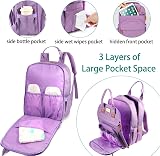 LANDICI Baby Changing Bag Backpack Lavender Large Nappy Diaper Bag view 4