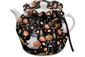 Yewattles Fall Halloween Cute Ghost Tea Pot Cozies Teapot Dust Cover Tea Cozy with Insulation Pad Kitchen Home Accessories