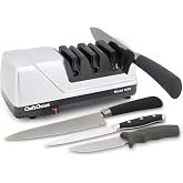 Chef&rsquo;sChoice 15XV EdgeSelect Professional Electric Knife Sharpener with 100-Percent Diamond Abrasives and Precision Angle Guides for Straight Edge and Serrated Knives, 3-Stage, Gray