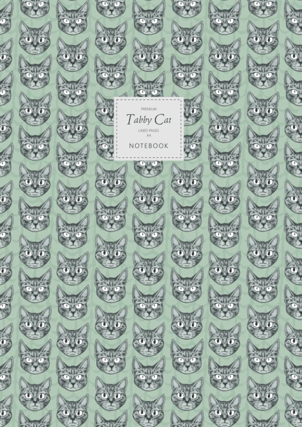 Tabby Cat Notebook - Lined Pages - A4 - Premium: (Vintage Green Edition) Fun Notebook 192 lined pages (A4 / 8.27x11.69 inches / 21x29.7cm)