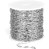 66FT Paperclip Chain Roll, 2.5MM Stainless Steel Paperclip Link Chains Spool Bulk for DIY Jewelry Making Necklace Bracelet