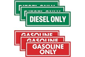 Sutter Signs 6pc Diesel Only & Gasoline Only Stickers for Fuel Tank | Weatherproof Adhesive Decals for Trucks, Tractors, Fuel Cans, Gas Caps