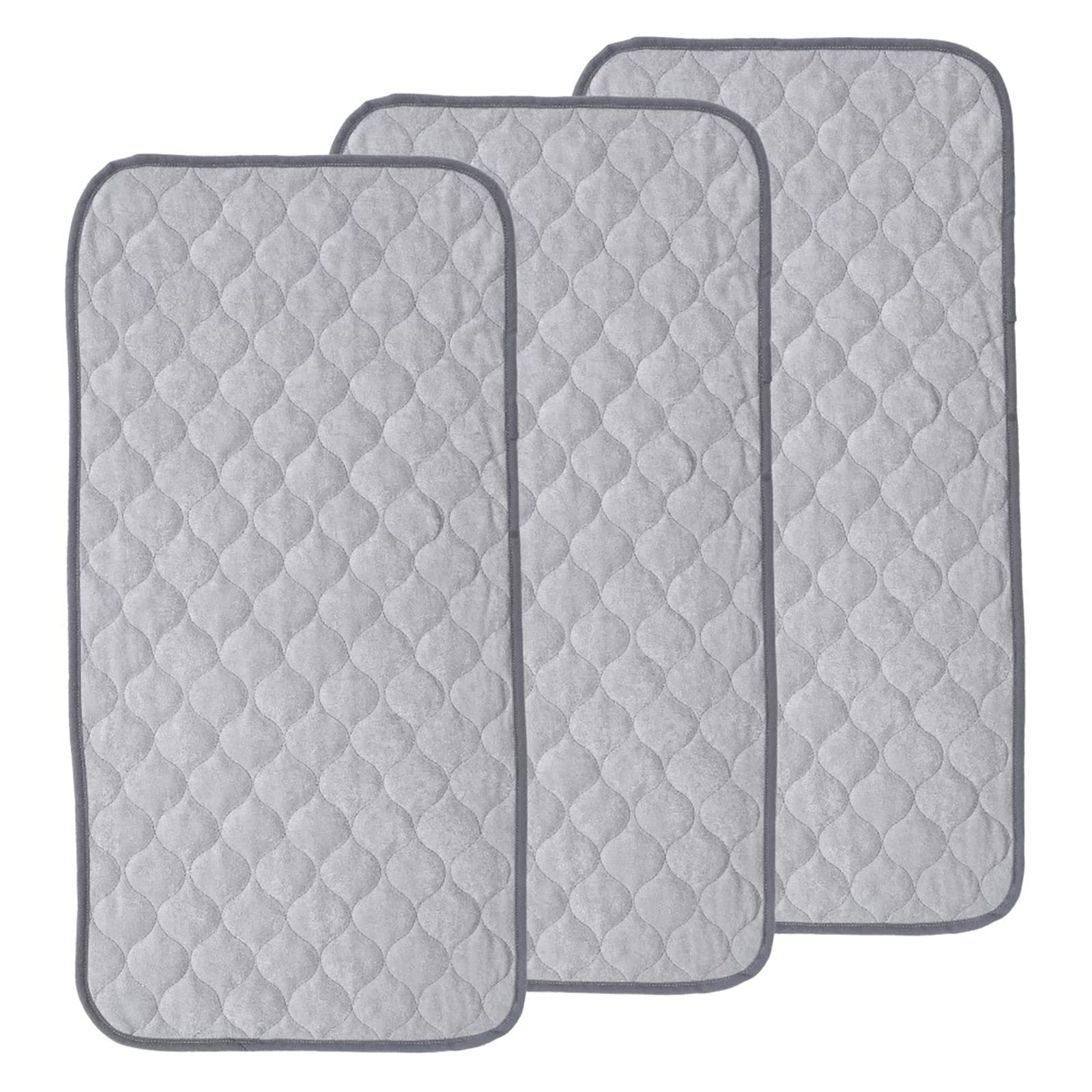 SOONHUA 3pcs Changing Mat Liners Quilted,Super Soft Bamboo Cotton Diaper Changing Pad Liners Waterproof Washable Reusable Liner Bed Pads for Home Travel Outside