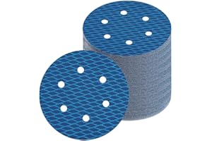 ZHONGHAINUO 6 Inch 6 Hole Random Orbit Sander Sanding Discs Hook and Loop Cloth-Backed Sandpaper 400 Grit Blue Rhombus Anti Blocking Sand Paper for Wood Metal 70 Pack