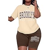 Hilinker Womens 2 Piece Outfits Short Sleeve Top and Shorts Set Summer Workout Casual Tracksuit