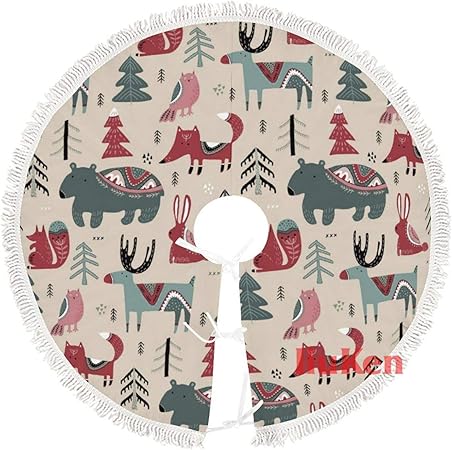 happygoluck1y Weihnachtsbaum-Röcke, 91,4 cm, schöne nordische Ornamente