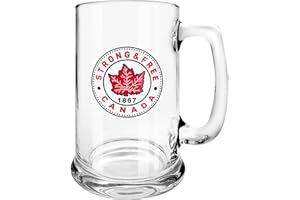 Strong and Free Canada 15oz Beer Stein Glass, Classic Drinking Mug, Durable Drinkware, True North – Canadian Pride Gift