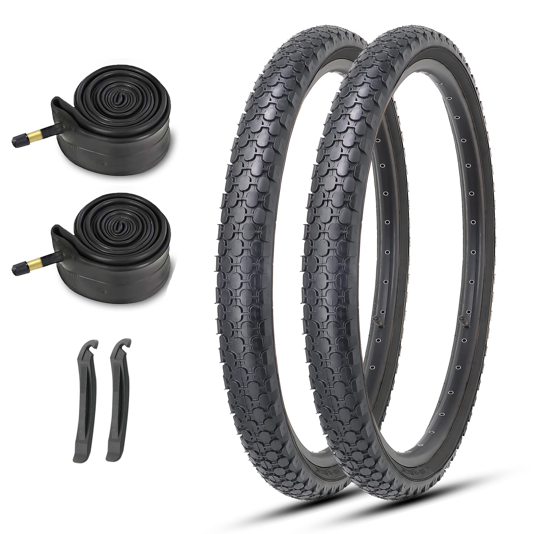 Photo 1 of MOHEGIA 26 Inch Cruiser Bike Tires Replacement Set with 2 Pack 26x2.125 Inch Folding Bicycle Tires,Tubes and Tire Levers for Beach Cruiser City Bikes/Black