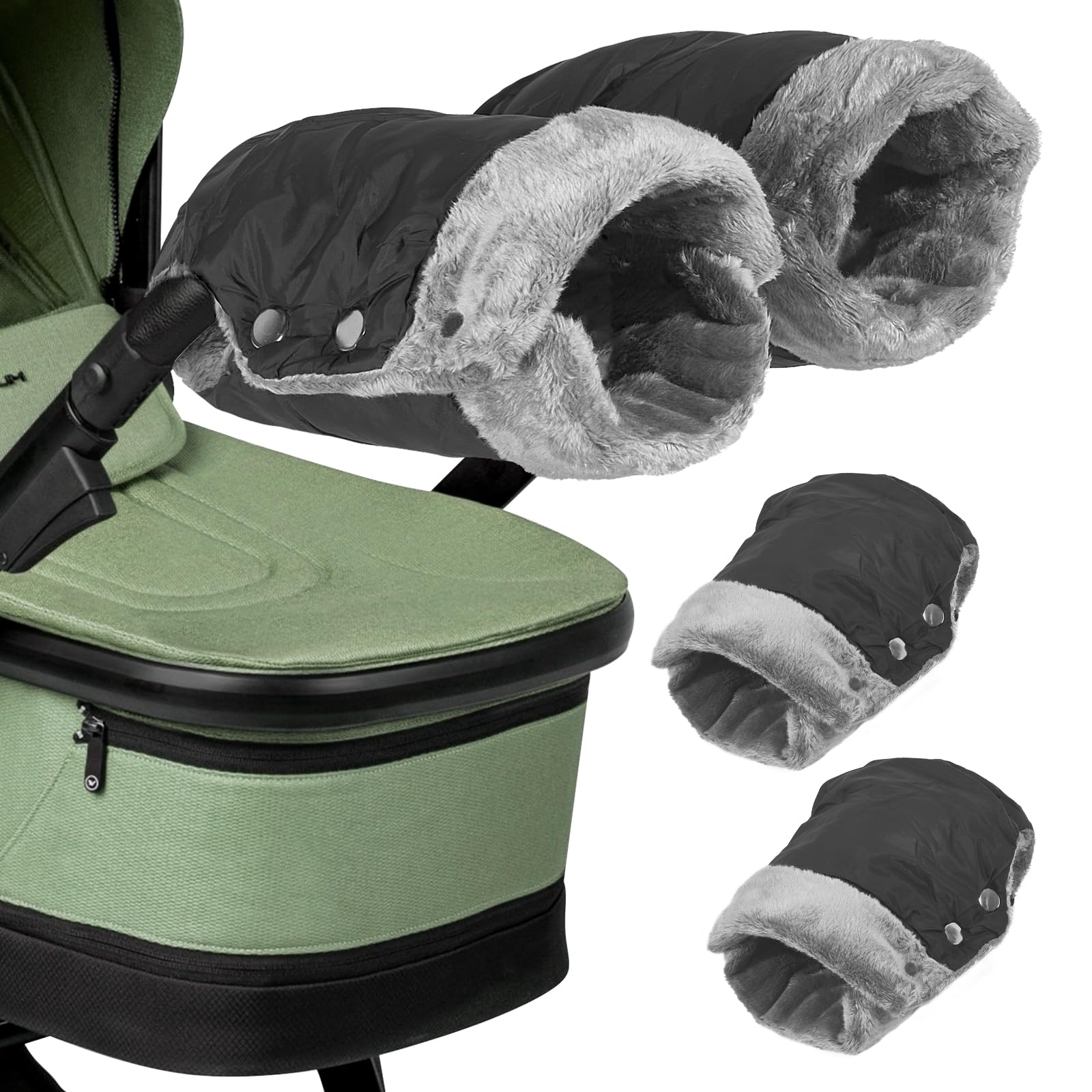 Unnosin Pushchair/Stroller/Pram Hand Muff, Waterproof Hand Gloves Warmer Mittens with Extra Thick Fleece for Parents and Caregivers