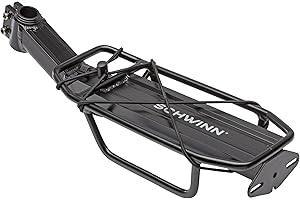 Schwinn Deluxe or Rear Bike Rack, 20 or 26 lb Capacity, Durable Construction, Fits Most Adult Bicycle Frames, Cargo Options for Backpack, Baskets & More, Bicycle Rack for Back of Bike