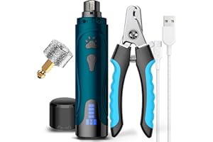 Dog Nail Grinder, Dog Nail Trimmers and Clippers Kit, Super Quiet Electric Pet Nail Grinder, Rechargeable, for Small Large Do