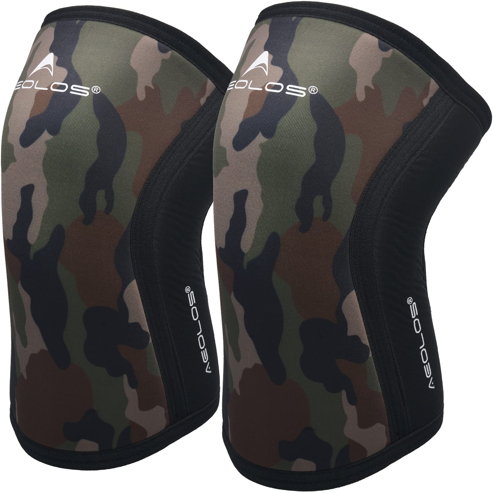 AEOLOS Knee Sleeves (1 Pair)，7mm Compression Knee Braces for Heavy-Lifting,Squats,Gym and Other Sports (Medium, Camo) — image 1