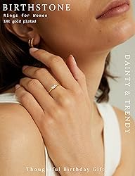 RLMOON Gold Birthstone Rings for Women Non Tarnish