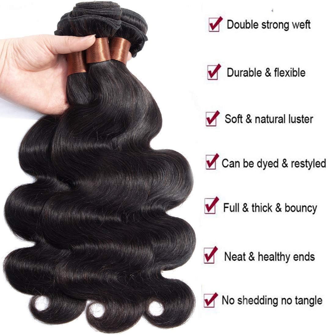 BLACKMOON HAIR 20 22 24 26Inch Brazilian Virgin Body Wave Hair 4 Bundles Unprocessed Virgin Human Hair Extensions Hair Weave Natural Black Color (100+/-5g)/Bundle - Image 3