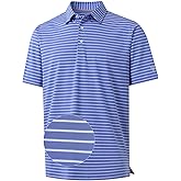 M MAELREG Golf Shirts for Men Moisture Wicking Striped Polo Performance Dry Fit Business Sports Mens Polo Shirts Short Sleeve