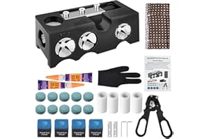 BESTINJYAN 25 pcs Pool Cue Tips Replacement Kit, 11-in-1 Pool Cue Tip Shaper, Pool Cue Tip Tool, 10 Cue Tips 4 Chalk Cubes 1 Billiards Cue Tip Cutter Professional Cue Stick Tool Kit for Billiards Enthusiasts