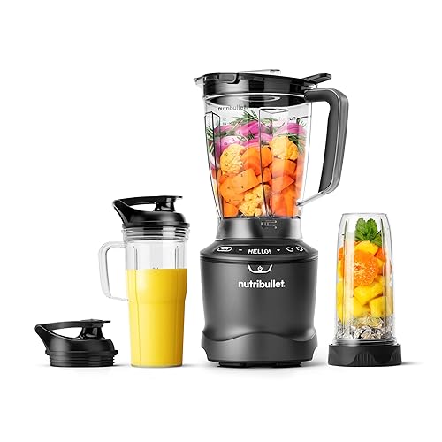 nutribullet® SmartSense Blender Combo, 1400W, 64oz Pitcher, 32oz & 24oz Cups, 5-Speed, Smoothies, Ice and Frozen Fruit, Nut Milk, Soup, Gunmetal Gray, NBF50700