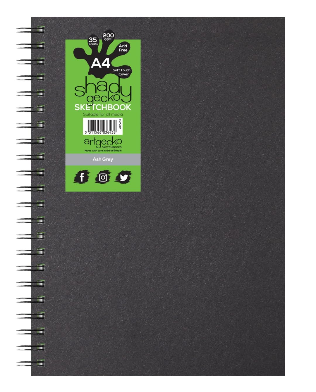 Artgecko Grey Toned Sketch Book A4 Portrait - 70 Pages (35 Sheets) 200gsm Card