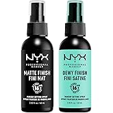 NYX PROFESSIONAL MAKEUP Makeup Setting Spray - Matte + Dewy Finish, Long-Lasting Face Mist for up to 16HR Wear, Vegan Formula (Pack Of 2)