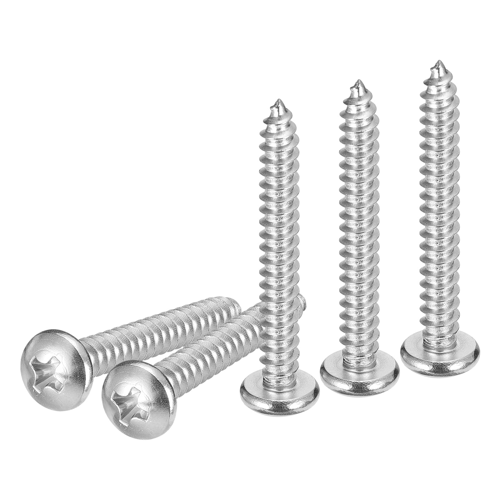 DTGN #10x1-3/4" Phillips Pan Head Self-tapping Screw - 50Pack - Bright Finish 304 Stainless Steel Sheet Metal Screws Wood Screws — image 1