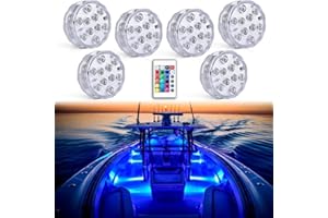Seaponer Boat Lights Wireless Battery Operated, Waterproof Marine Led Light for Deck Light Courtesy Interior Lights, for Fishing Kayak Duck Jon Bass Boat, RGB Multi Color Remote Controlled, 6pcs