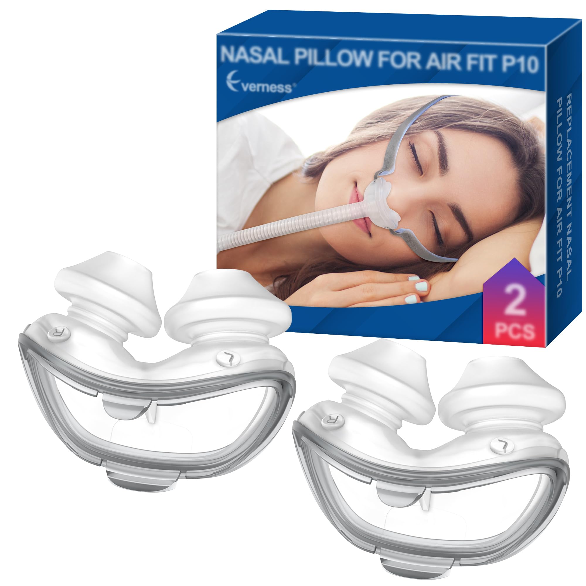Photo 1 of 2 Packs Replacement Nasal Pillows for Airfit P10 Medium, FSA/HSA Eligible, Lighter Weight and Better Seal, Replacement CPAP Supplies with Softer Silicone