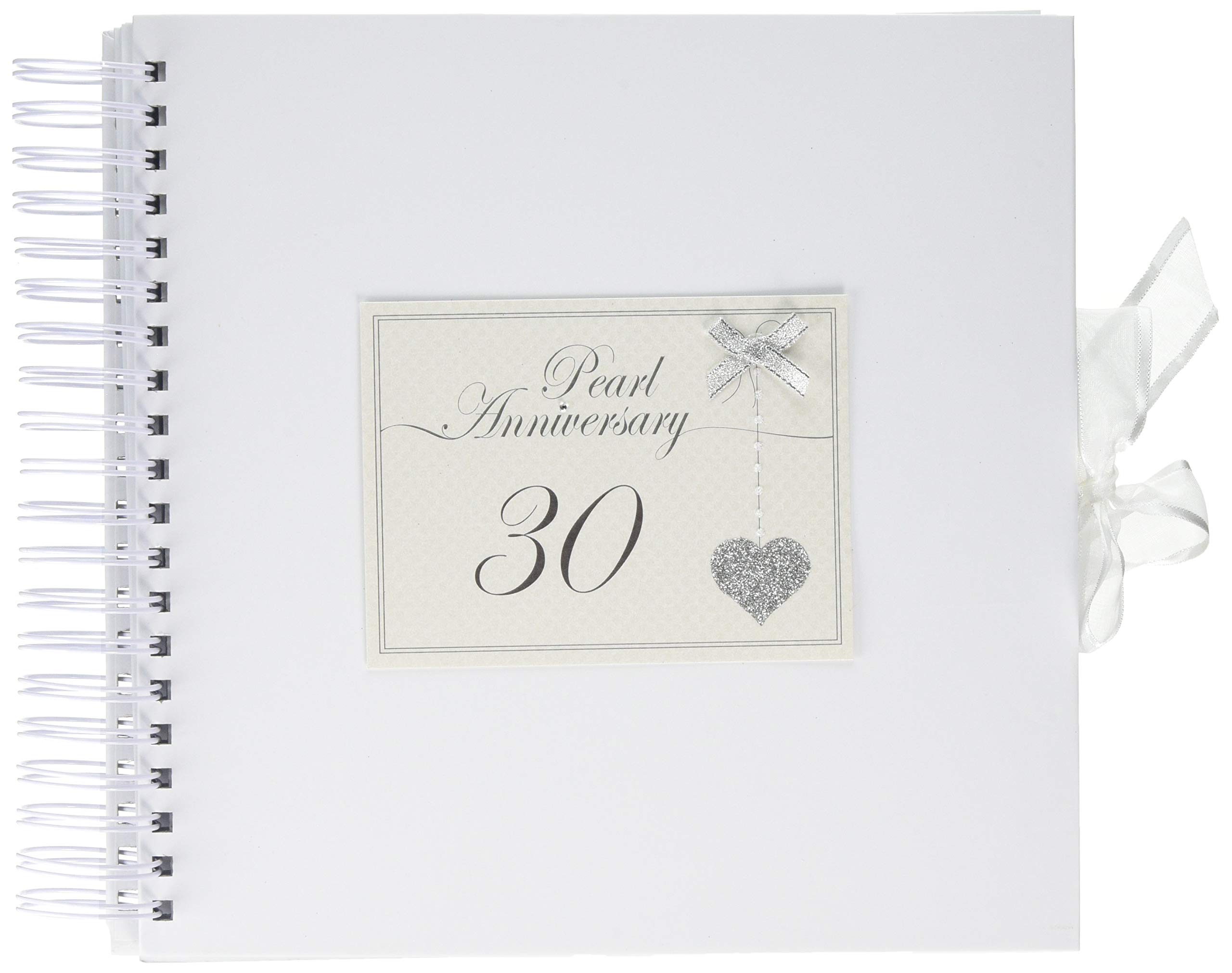 White Cotton Cards 30th Anniversary Sparkling Love Heart, Card & Memory Book (LLA30C)