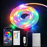 ZSLAIFU 32.8FT RGB LED Strip Lights Battery Power, 6-Battery Longer Runtime, Music Sync App Remote Control, Waterproof LED Light Strips Battery Operated USB Lights for TV Cabinet Shelves DIY Lighting