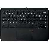 Partsatoz Laptop Palmrest Upper Case with US Keyboard Touchpad Assembly Replacement for HP Chromebook 11MK G9 EE (MediaTek) M44258-001 - Black