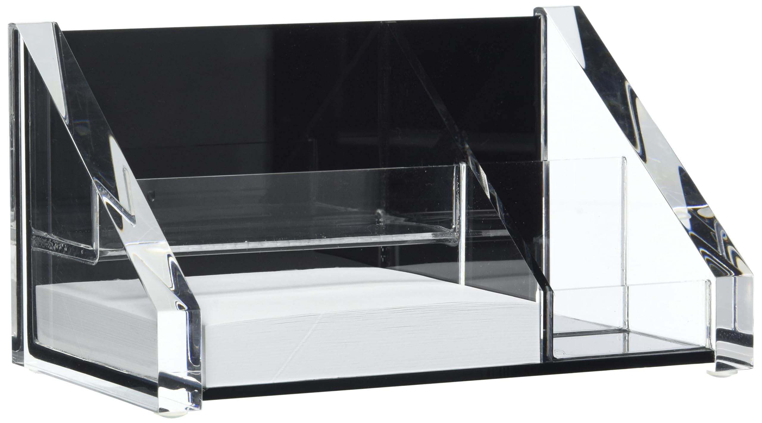 Wedo Butler 605101 Exclusive Acrylic 3 Compartments Memo Box with 150 Sheets of Paper Non-Slip Rubber Feet Transparent/Black