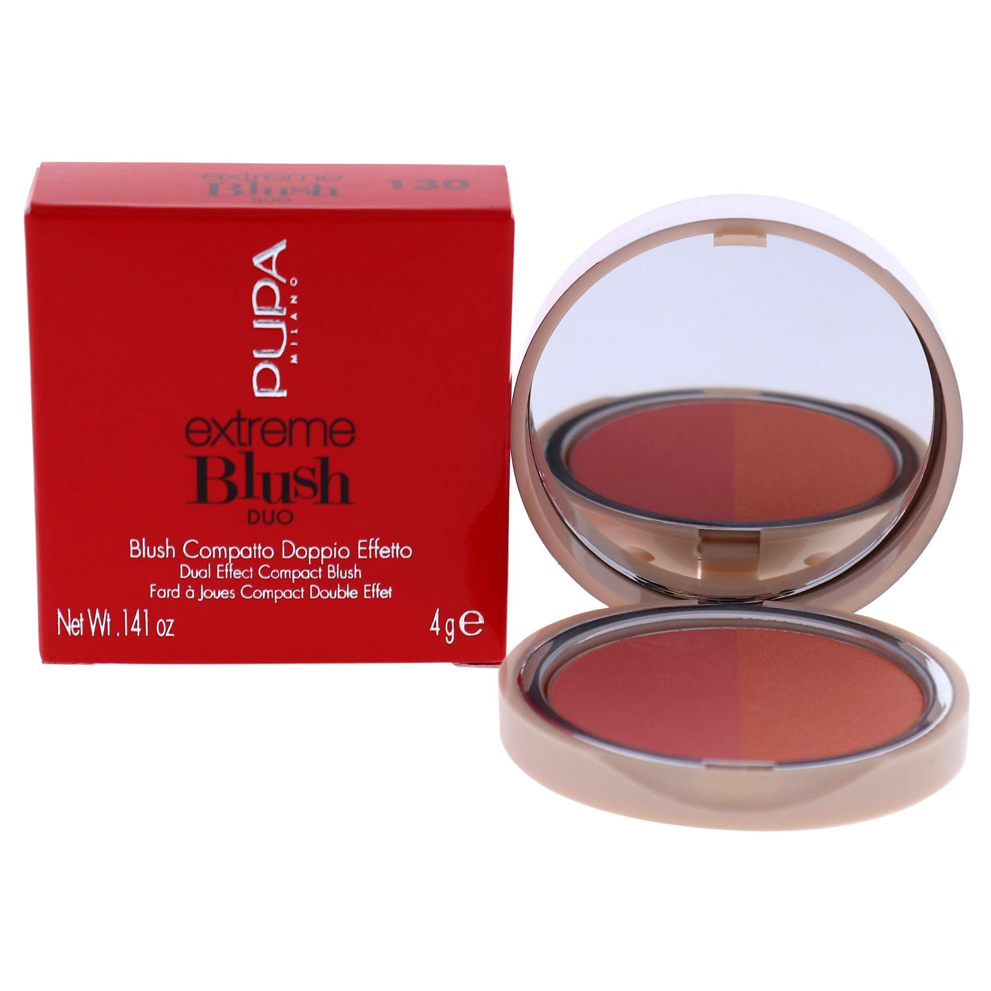 PUPA Milano Extreme Blush Duo - 130 Matt Salmon - Radiant Peach For Women 0.141 oz Blush