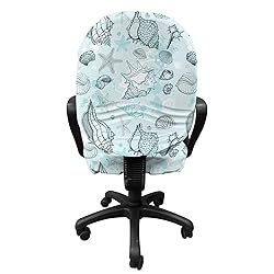 Lunarable Pale Blue Office Chair Slipcover, Grunge
