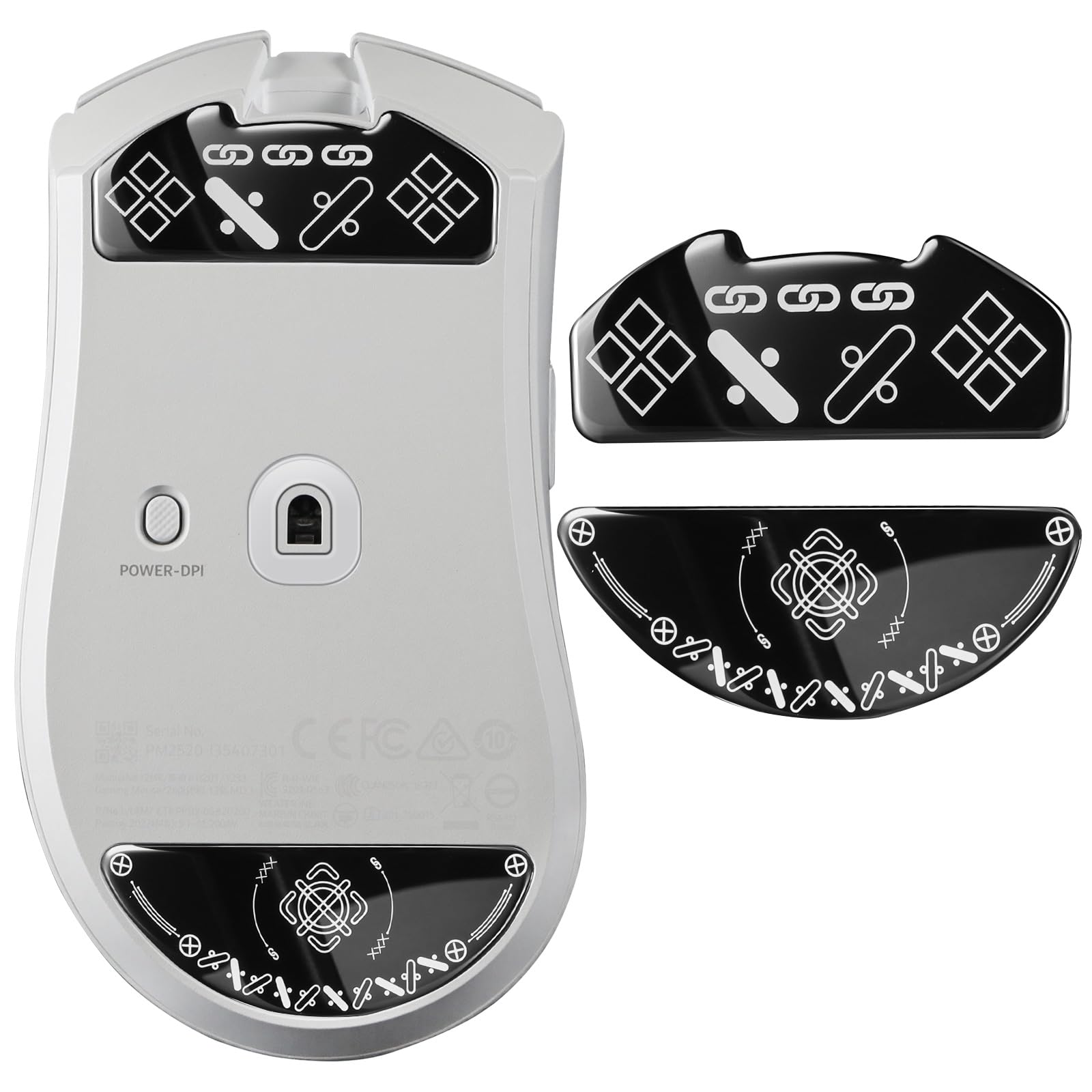 uconsmimo Glass Mouse Skates for Razer Deathadder V4 Pro Wireless Gaming Mouse Feet Pads Smooth Durable Game Mice Accessories Slimmer Toughened Glass Fabrication (Printing Pattern)