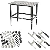 Klutch Steel Welding Table with 24-Piece Fit-Up Tool Kit, 600-Lb. Capacity | 16mm fixture holes, standalone or benchtop setup, secure workpiece fit-up, fabrication/repair versatility, shop use