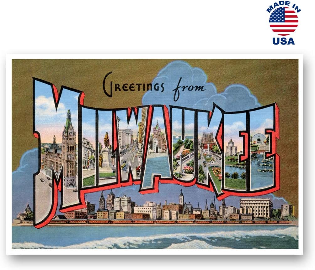 GREETINGS FROM MILWAUKEE, WI vintage reprint postcard set