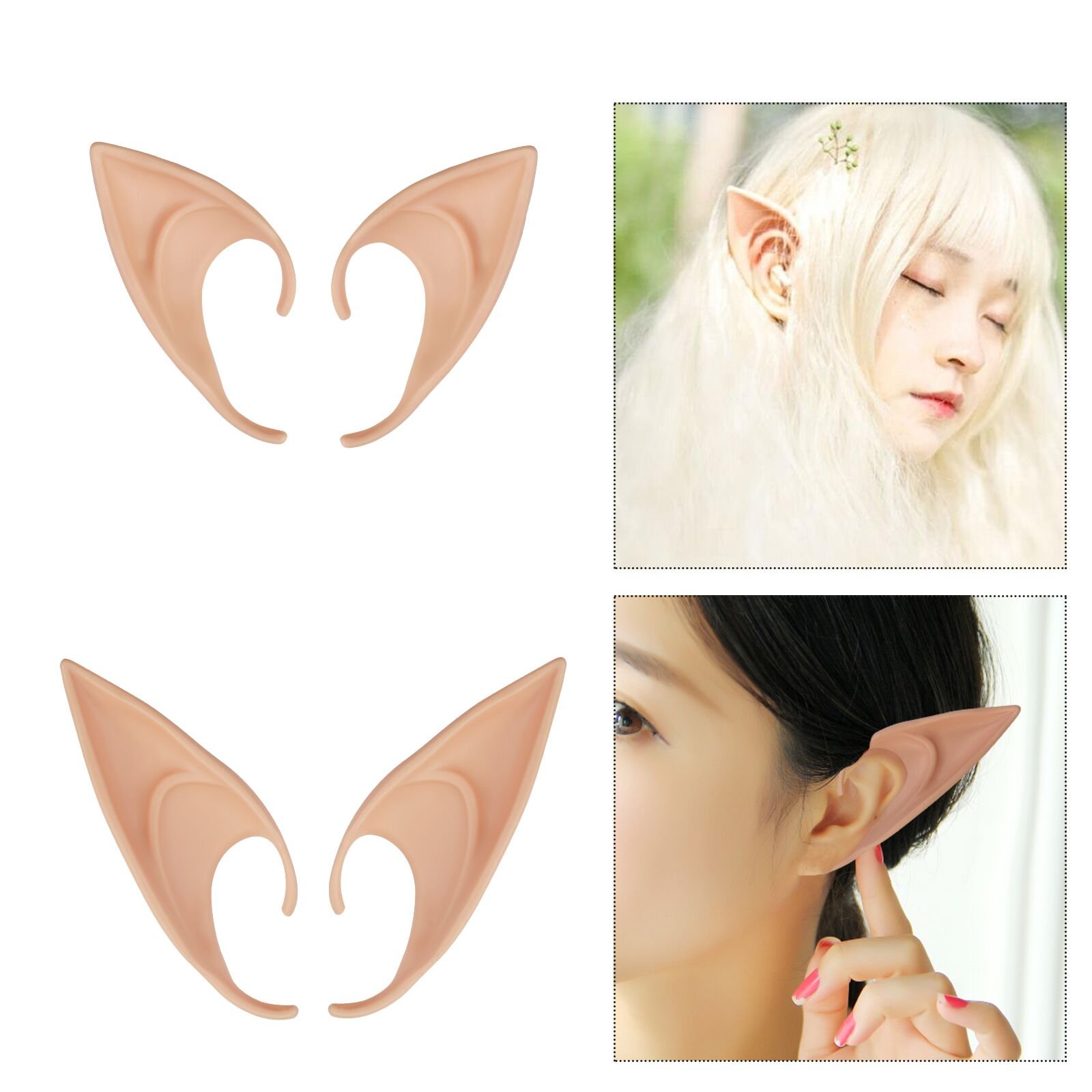 LANMOK 2pair Latex Elf Fairy Ears for Anime Hobbit Cosplay Halloween Party Decor