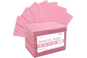 UTHIN Disposable Dental Bibs 13"x18"（80Pack） - 3 Ply Waterproof Tattoo Bib Sheet for Patients - Dentist Tray Cover and Nail Table Cover Supplies, Pink